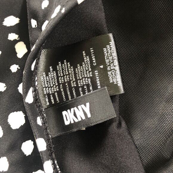 DKNY Fluttered Swimsuit Womens Black White Polka Dot Size 4 One Piece Ruffle - Picture 8 of 8